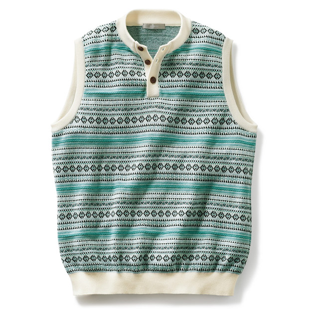 洗えるカシミヤ混･フェアアイル柄ニットベスト