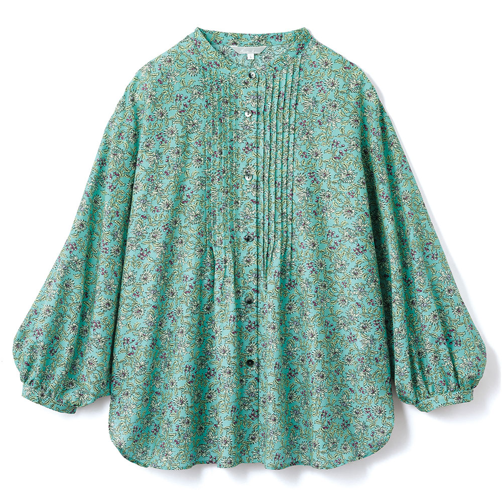 コットンシルクプリントブラウス／小花