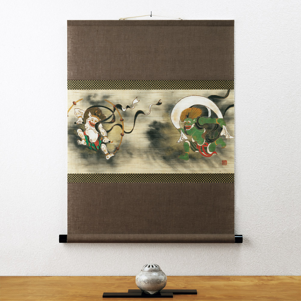 手描き軸アート「風神雷神図」