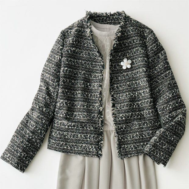 フリンジ使いツイードジャケット