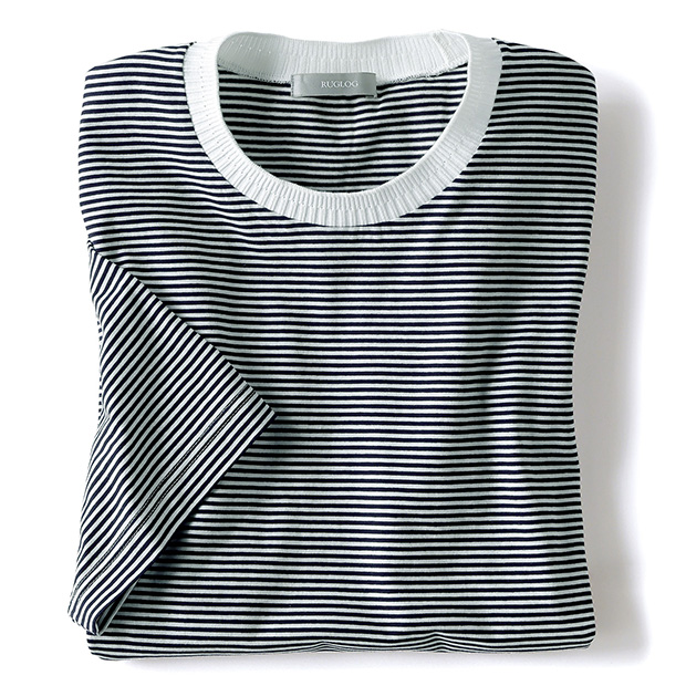 ニット襟の強撚コットンTシャツ