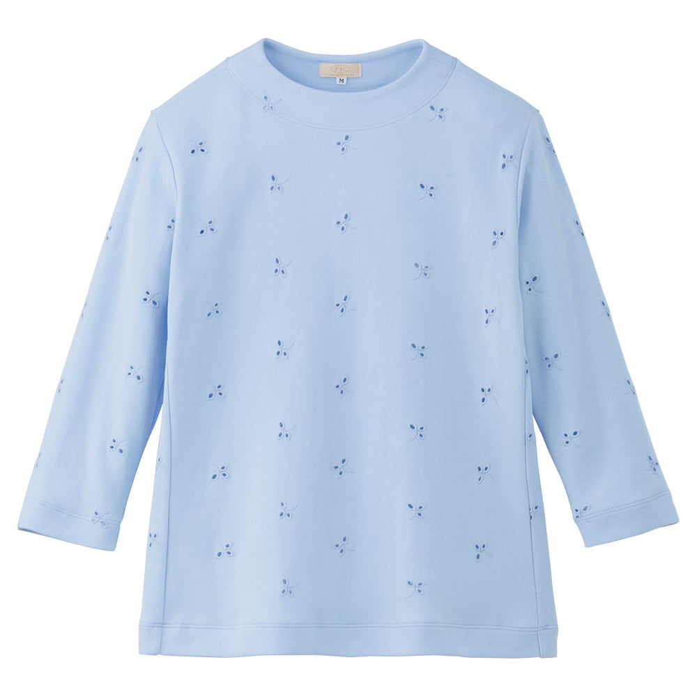 コットン七分袖Tシャツ／穴三つ葉