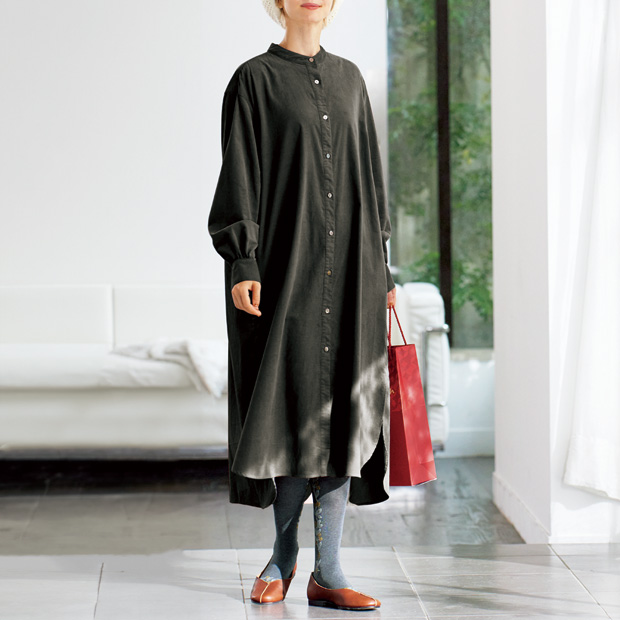 コーデュロイ前あきワンピース