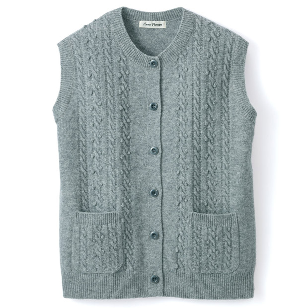 ラムウール柄編みベスト