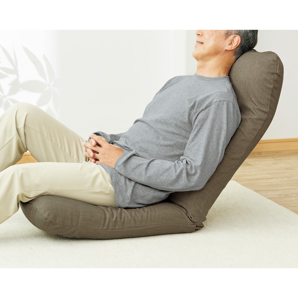 腰に優しい首まで支える座椅子Lサイズ／専用カバー付き