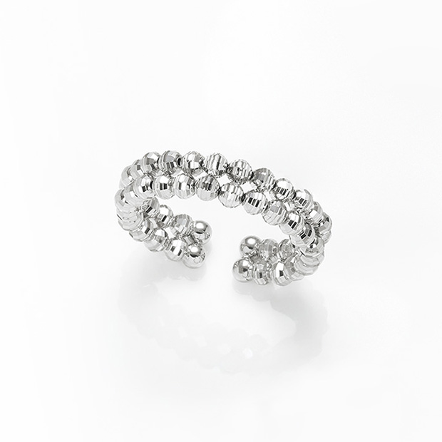 二連カットボールフレキシブルリング／プラチナ