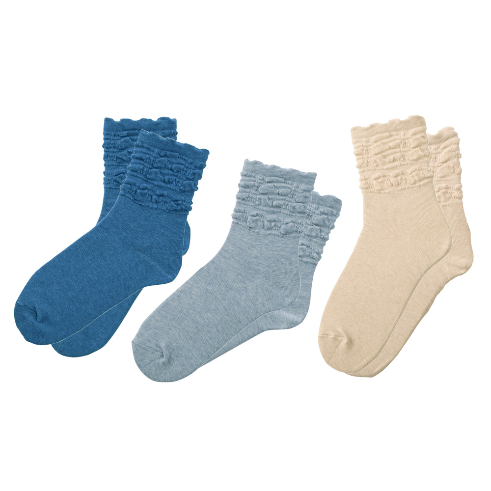 足にやさしいくつ下／タックフリル3色セット