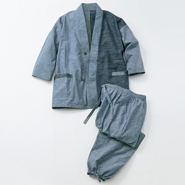 久留米織りの作務衣風セットアップ