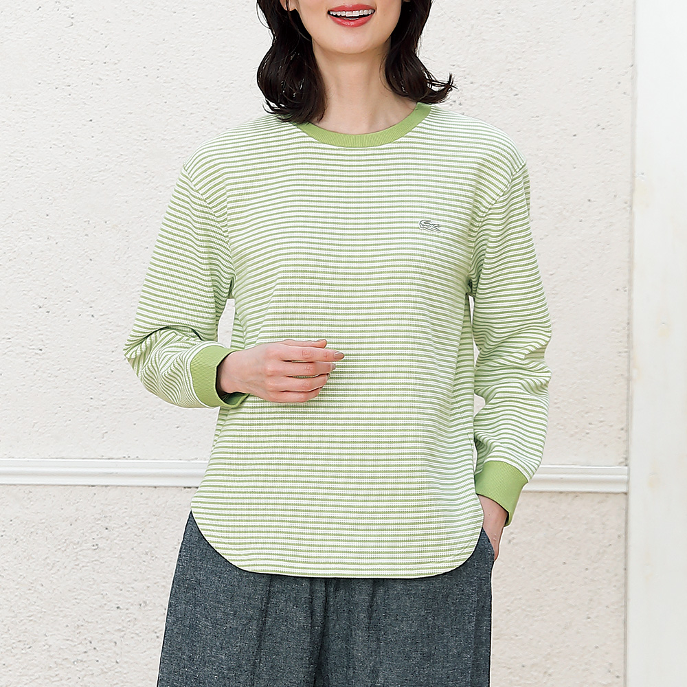 ワッフルボーダープルオーバー