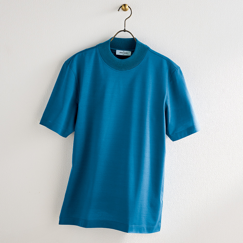 マーセライズドコットン･モックネックTシャツ