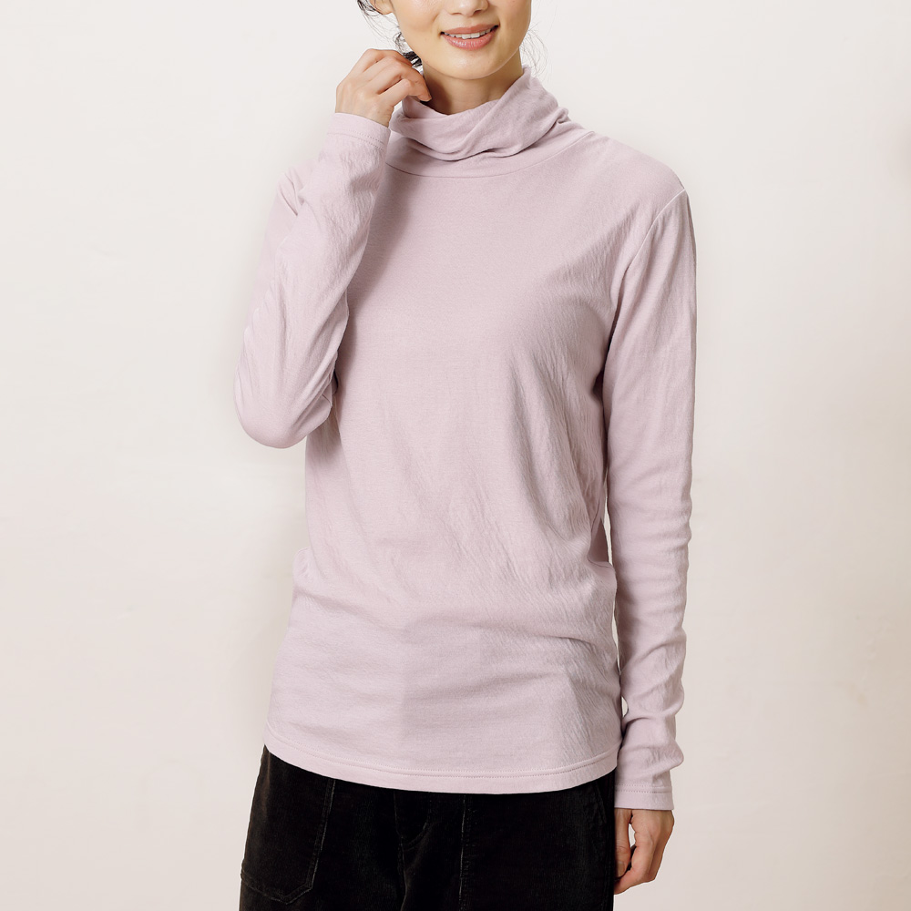 接結ふんわりコットンハイネックプルオーバー／2色セット