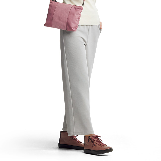 細畝コーデュロイ裏起毛セミワイドパンツ