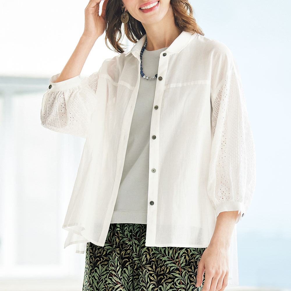 レース使いコットンブラウス