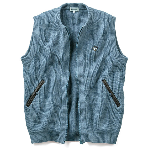 洗えるウールのフルジップニットベスト