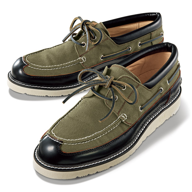 オイルワックスキャンバスの快適デッキデザインシューズ