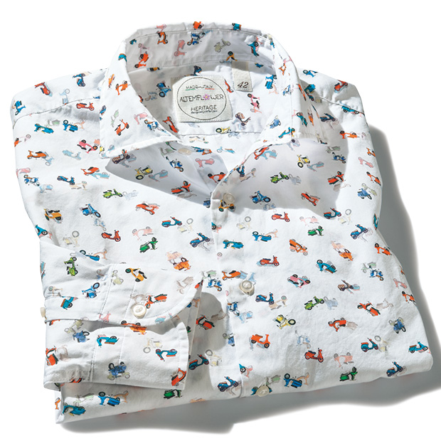 イタリア製スクーター柄シャツ