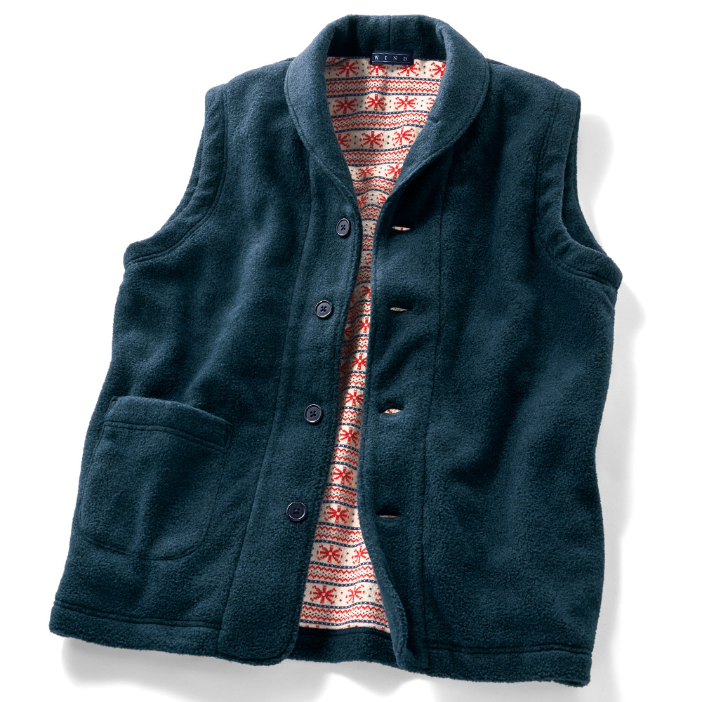 雪結晶柄・フリースベスト