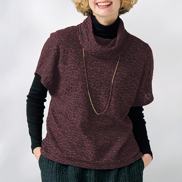 ウールコットンジャカード･ベストプルオーバー