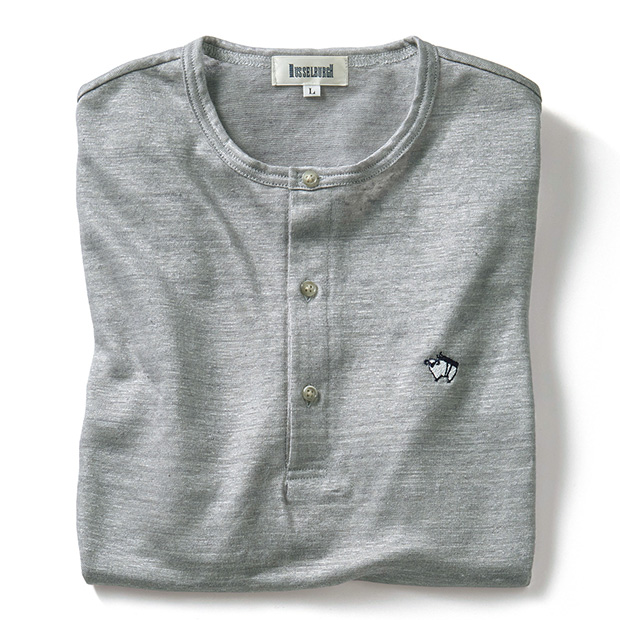ベルギーリネンヘンリーネックTシャツ