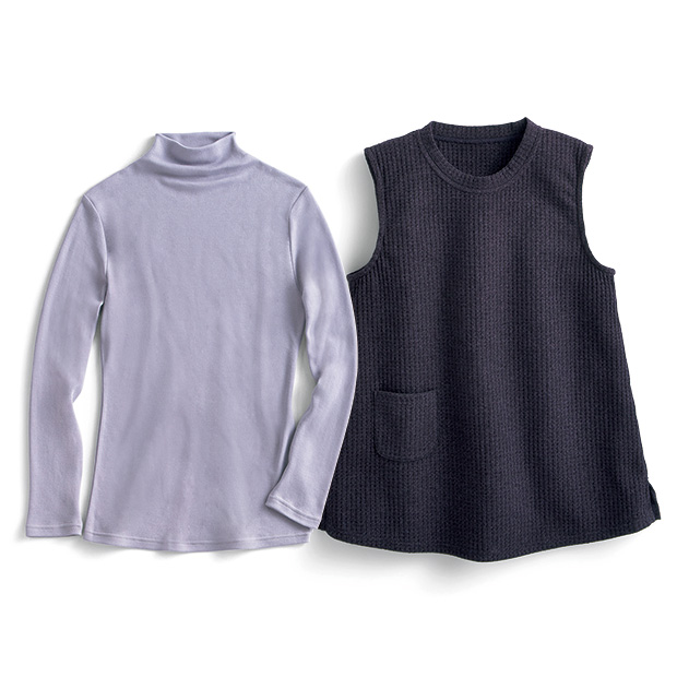 暖か素材のベスト／綿ガーゼインナー付き
