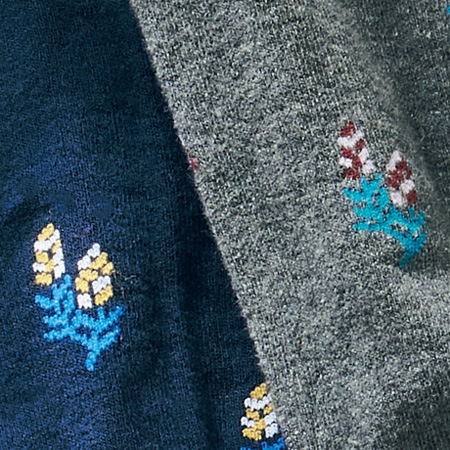 花柄コットン混タイツ／2色セット