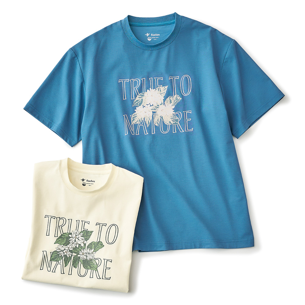 吸汗速乾･フラワープリントTシャツ／2色セット
