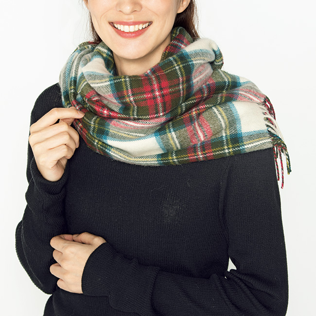 タータンチェック･ラムウールマフラー