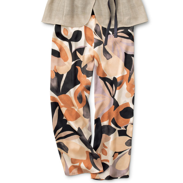 イタリア製プリント生地のパンツ
