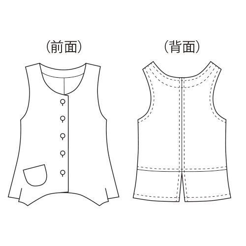 麻のプリントデザインベスト