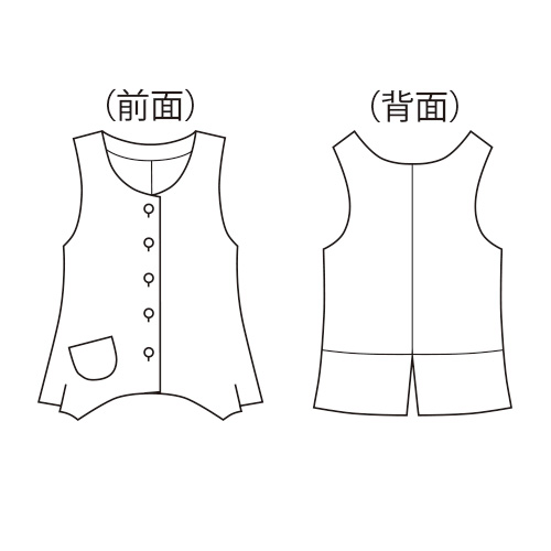 麻綿プリントデザインベスト
