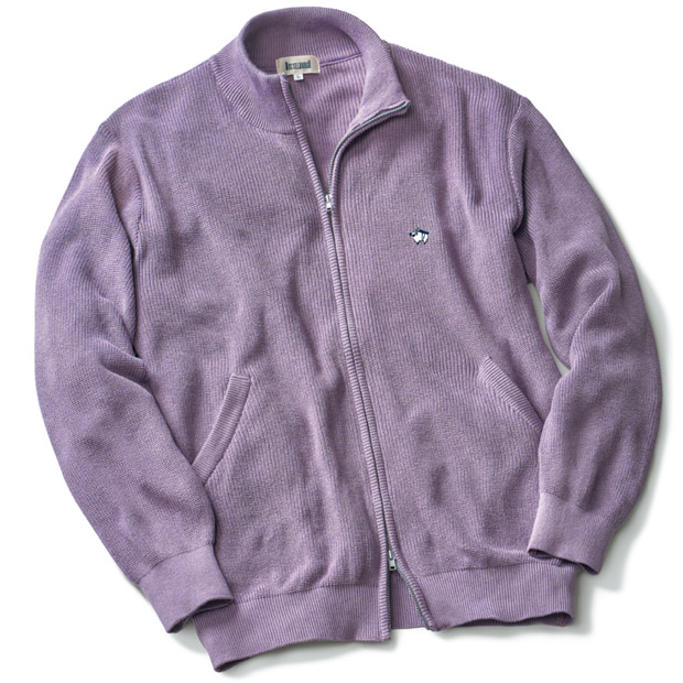 コットンシルクのフロントジップセーター