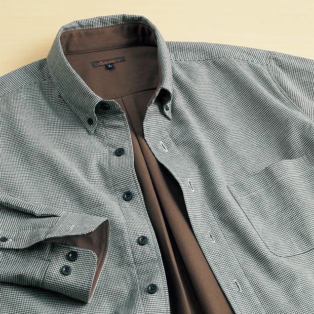 千鳥格子･暖か裏地付きシャツ