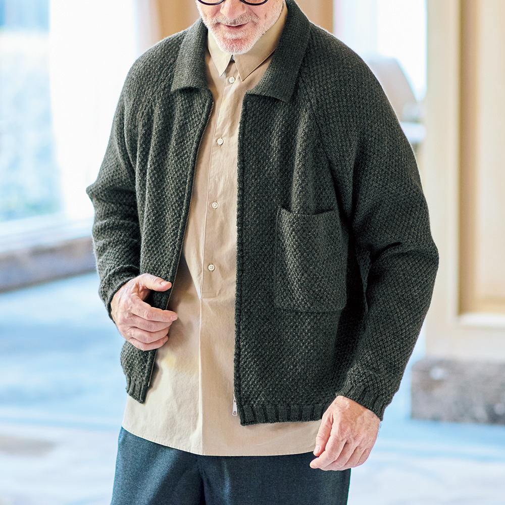 ミックスカラー・ニットブルゾン