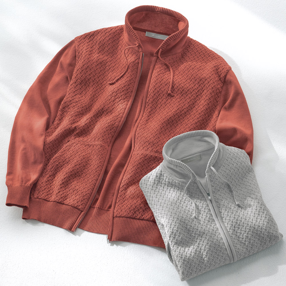 洗えるシルク混･ニットブルゾン