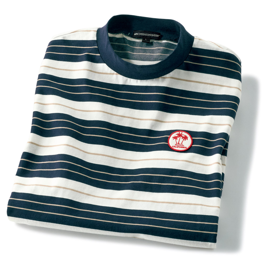 ボーダーモックネックTシャツ