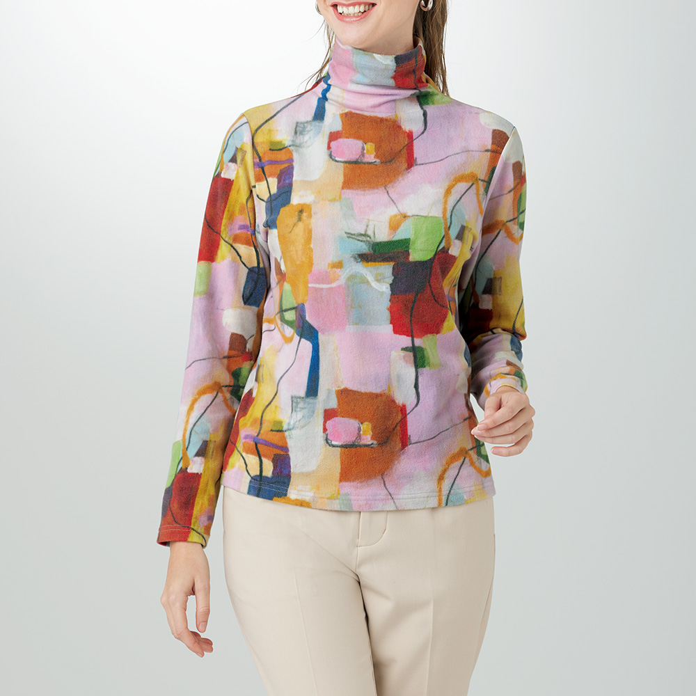 ボトルネックプリントプルオーバー