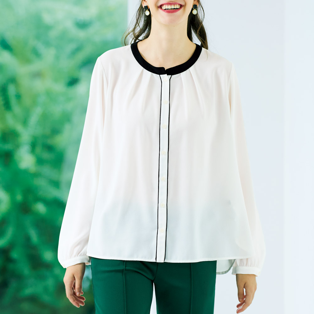 バイカラー･バンドカラーブラウス