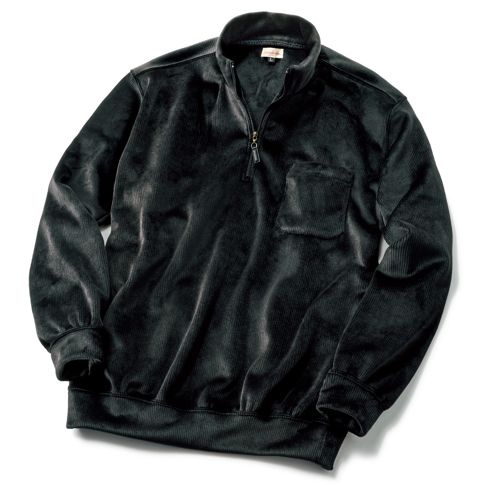 コーデュロイ風フリース･ハーフジッププルオーバー