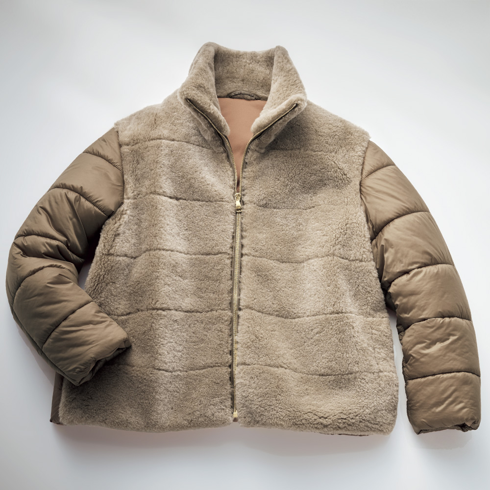 ムートンコンビの中わたジャケット