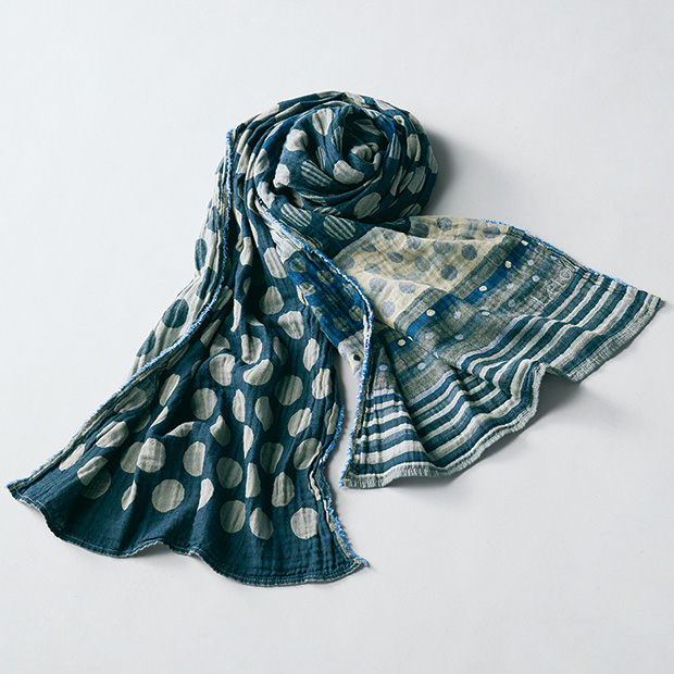 オーガニックコットン混･ジャカードストール（ドット）