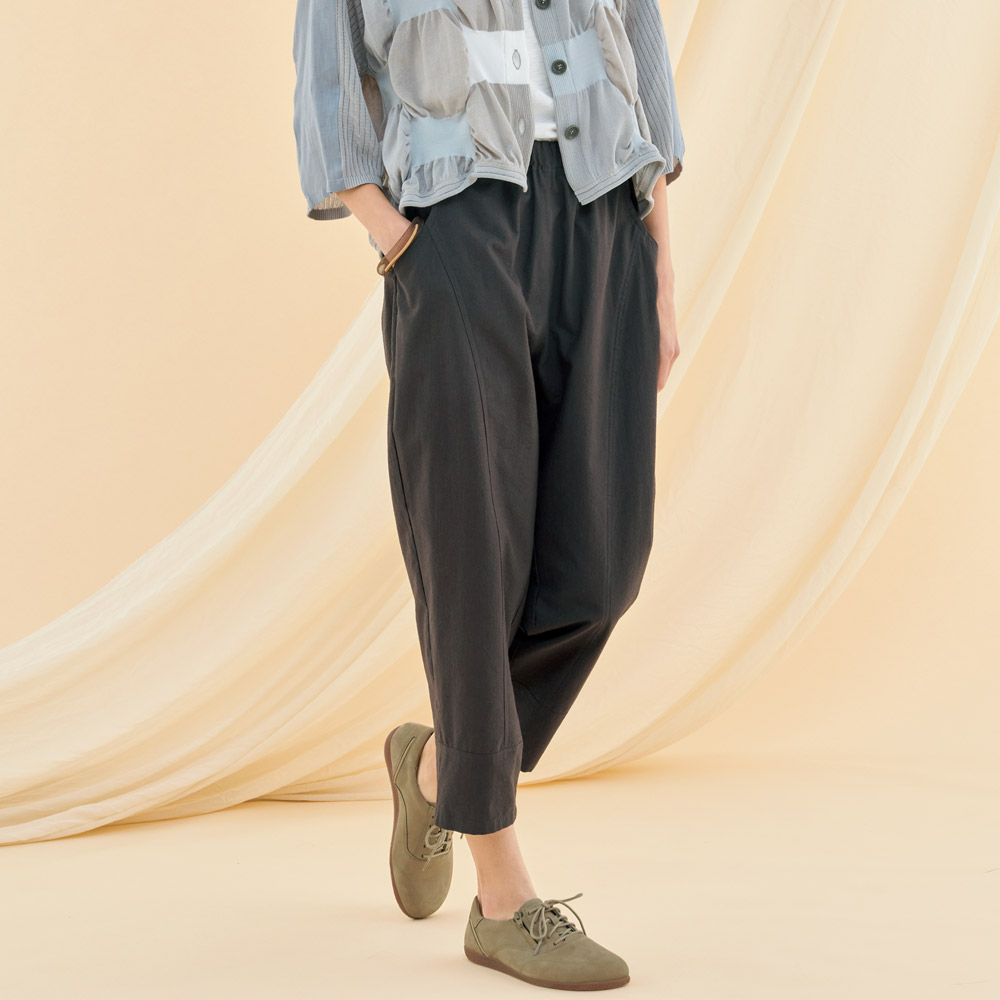 シアサッカーゆったりデザインパンツ