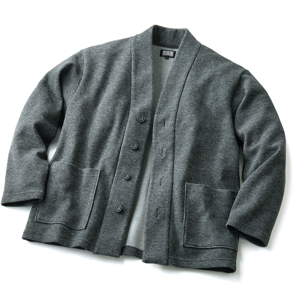 ウール混ダブルフェイス素材のカーディガン