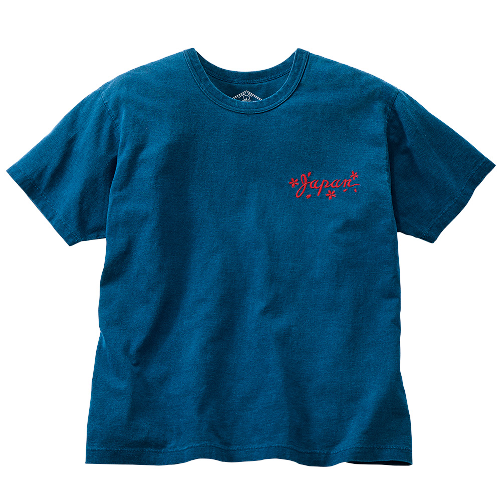 インディゴ抜染プリント･ヘビーオンスTシャツ