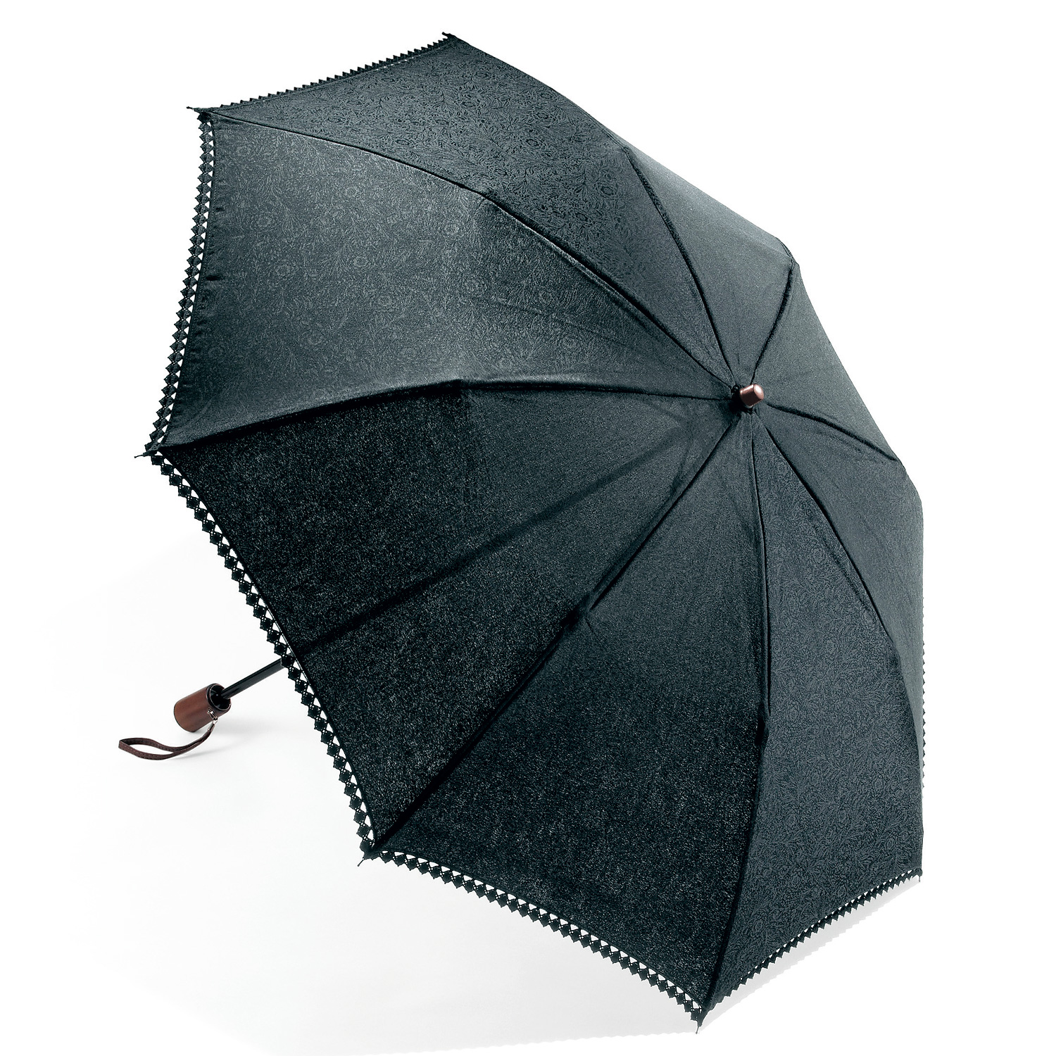 晴雨兼用／ジャカード織り折りたたみ傘（縁レース付）