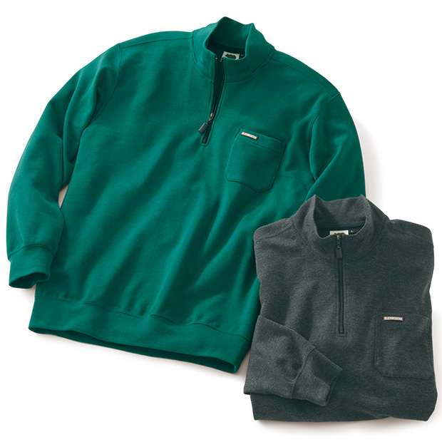 大人のあったかハーフジップトレーナー