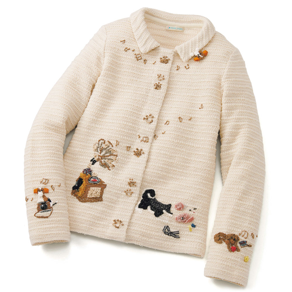 アトリエ・サガン (ATELIER SAGAN) 手刺しゅうニット・カーディガン