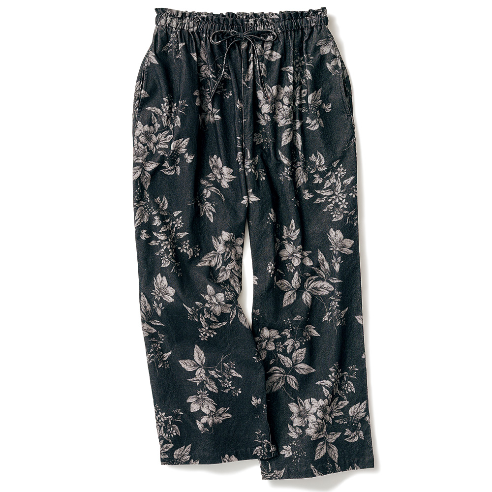 コットンコーデュロイフラワープリントパンツ