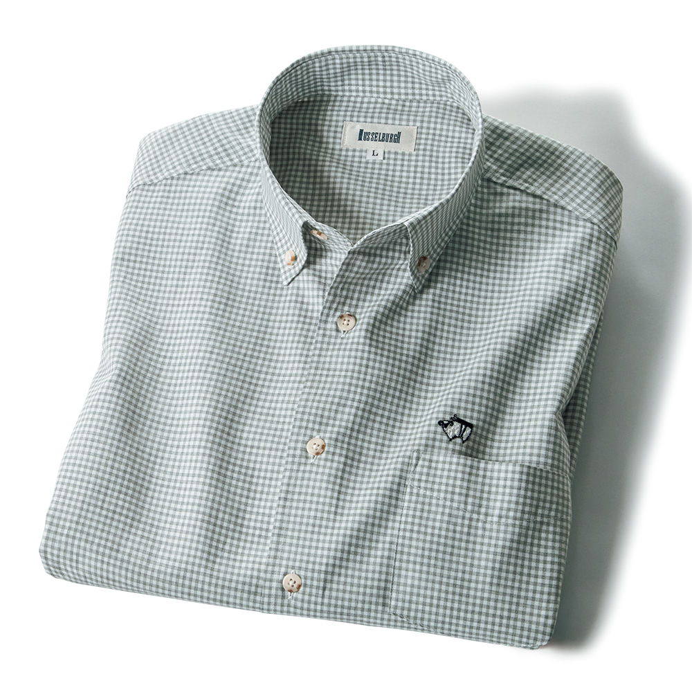 トップ染め糸のギンガムチェックB.D.シャツ