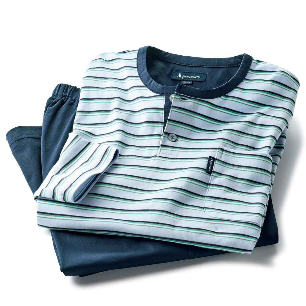 ボーダー柄･ヘンリーネックパジャマ