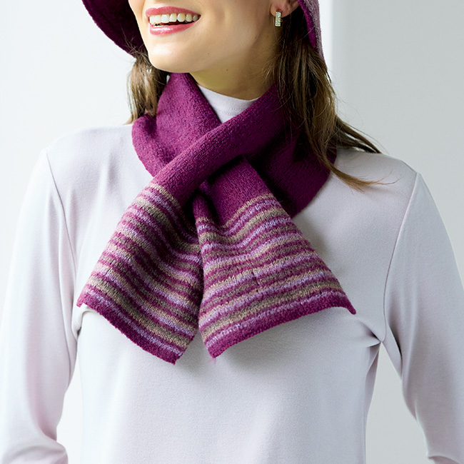 縮じゅうウールのリバーシブルハット／マフラー付き